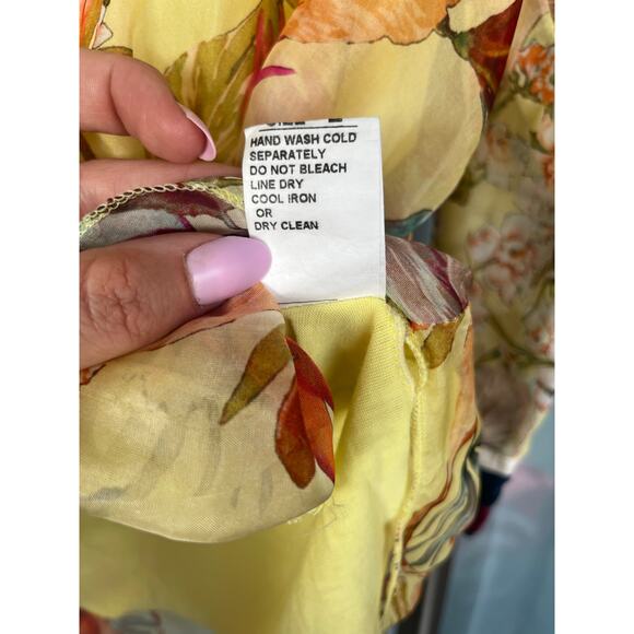 Yellow Floral Silk Top from Lola Italy, Size L - Picture 5 of 6